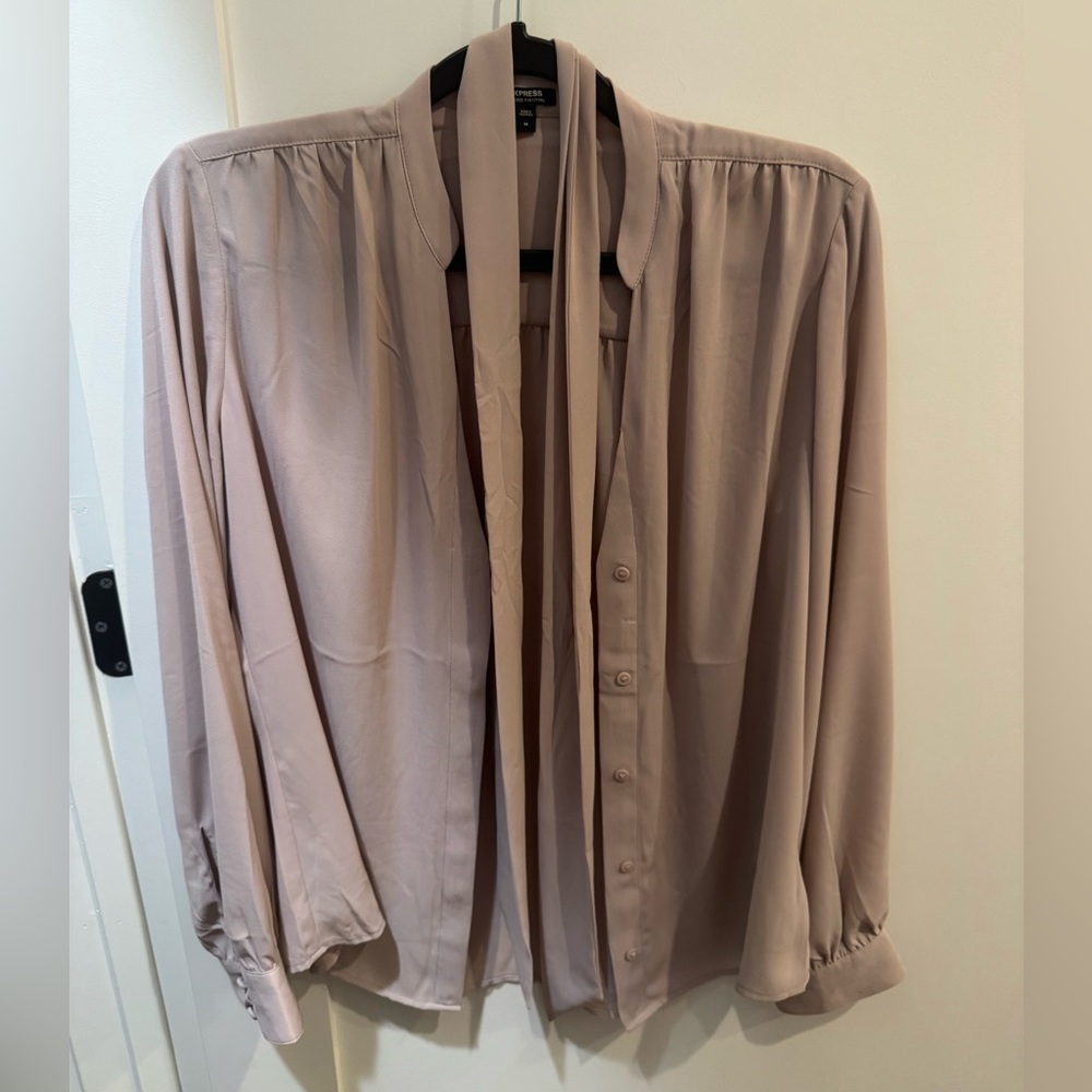 Express blush pink button down with tie